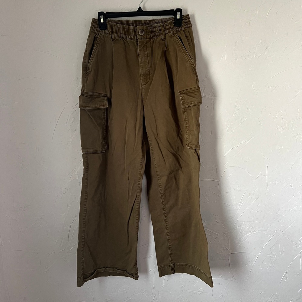 Old Navy Cargo Pants Women Satin Moss Wide Leg Pull On Comfort Waist Size M